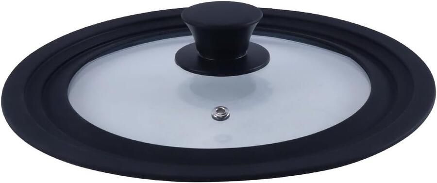 Potdeksel Gehard Glas Deksel Pannen Koken en Stomen Explosieveilig Ontwerp 20-24 cm Diameter Zwart