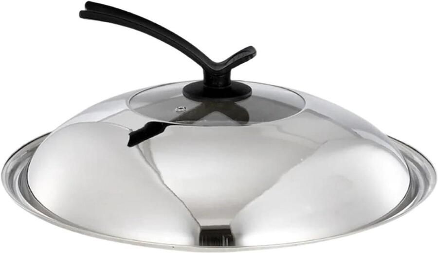 Potdeksel RVS Kookdeksel Universeel Koken en Stoven Afgeronde Gladde Randen 36 cm Zilverkleurig