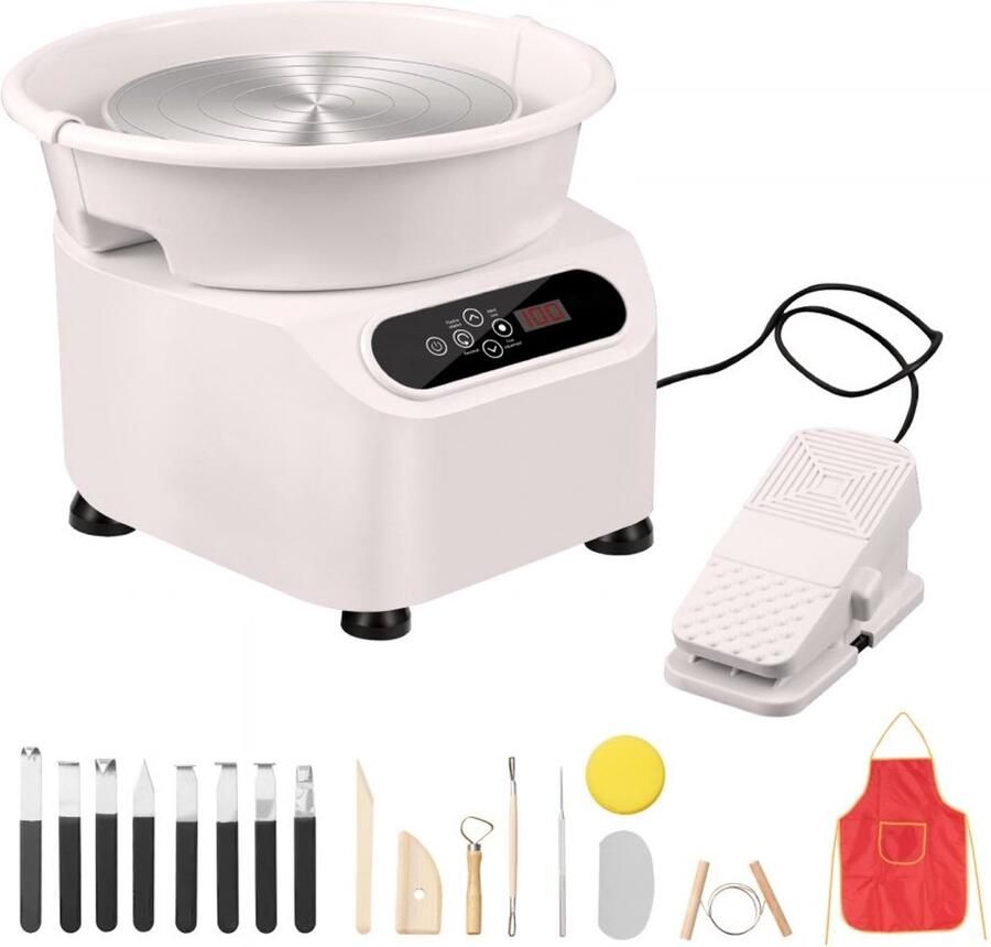 Pottenbakkersschijf Elektrische Kleidraaischijf 28 cm Schijf 450 W Motor Pedaalbediening Directe Aandrijving Voor Keramiek Vormgereedschap Inbegrepen Wit