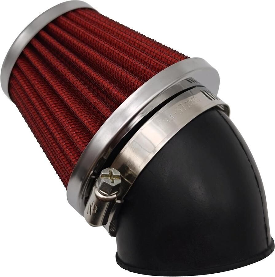 Powerfilter 48mm Open Luchtfilter 45 Graden Universeel Geschikt voor BTC Riva Tomos A35 Piaggio Zip Gy6 50cc 125cc Scooter Brommer Pitbike Quad Conische Bromfiets Sportluchtfilter