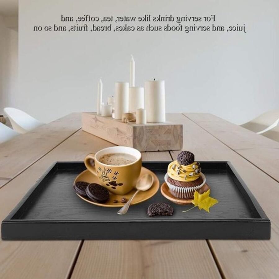 Praktische rechthoekige houten schalen voor serveerplank thee-tray en tafeldecoratie elegante accessoires voor eten en drinken (35 × 24 cm)