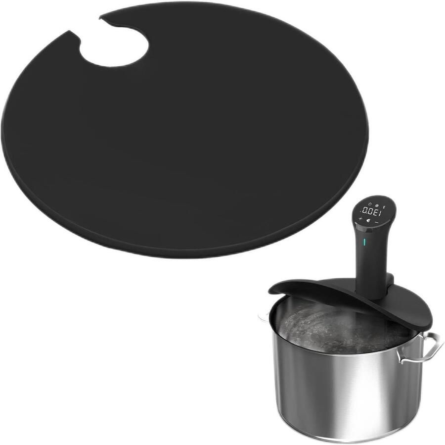 Precisie Kookdeksel Waterbad Afdekking Gelijkmatig Koken Flexibel Siliconen Universeel Zwart