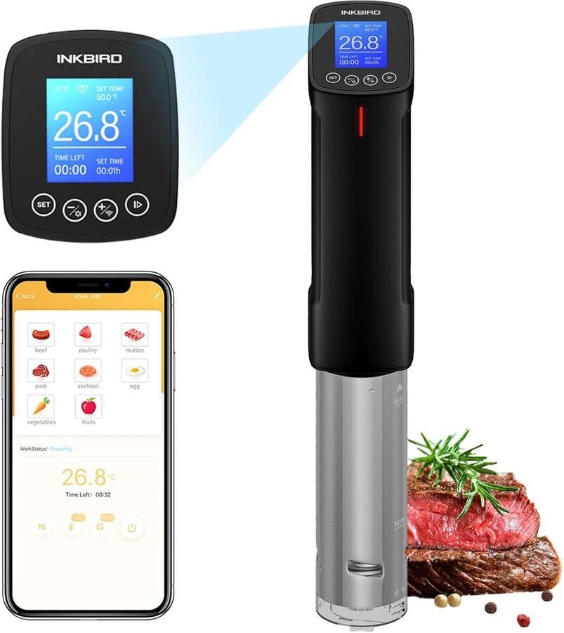 Sous Vide Apparaat Precisie Koker Vacuüm Koken Wifi Bediening 1000 Watt Groen