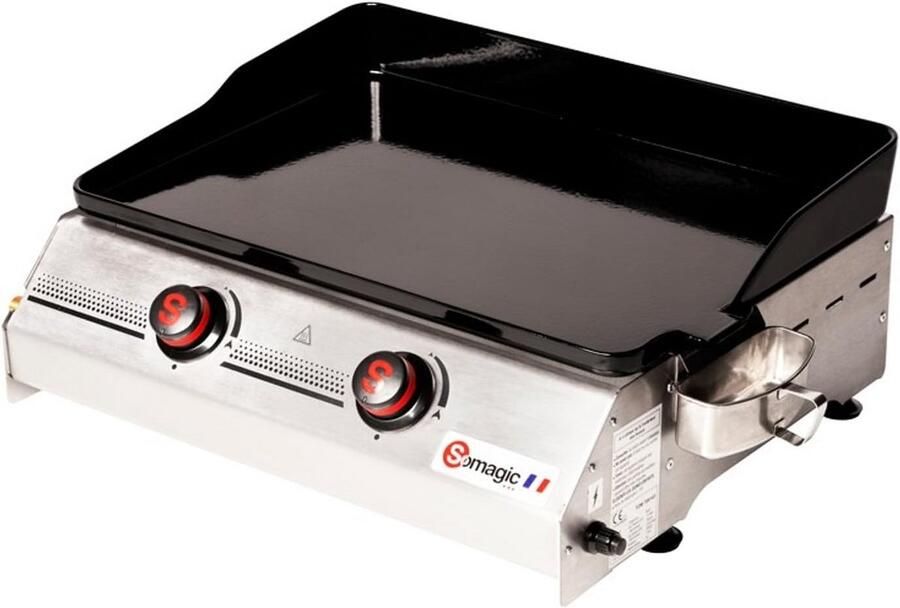 Premium 2-pits Gas Grillplaat Roestvrij Staal Zwart Zilver