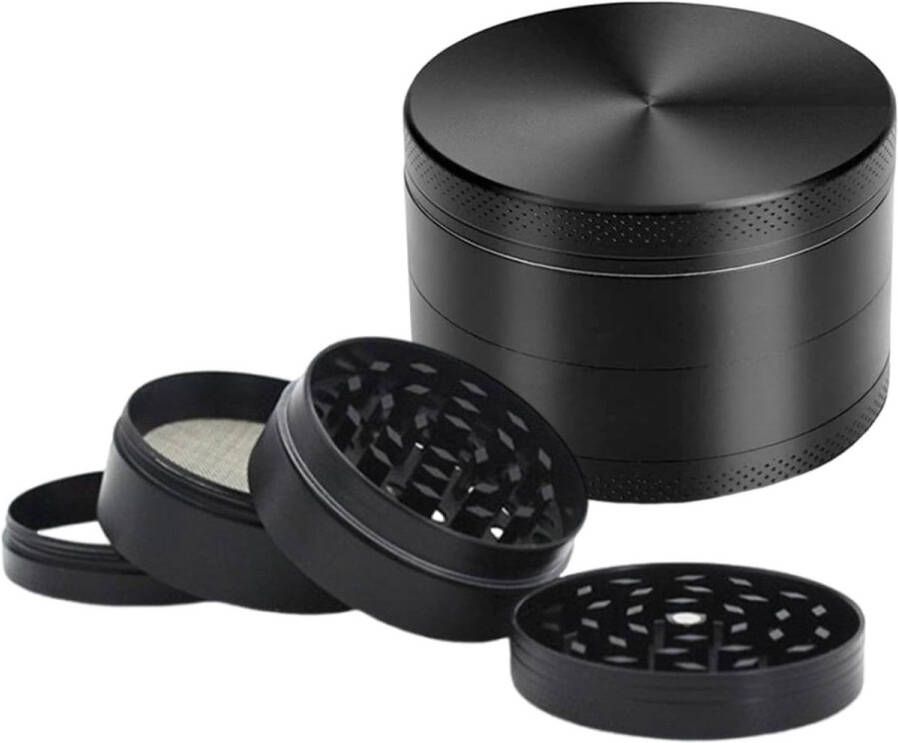 Premium 4-delige kruidenmolen met magnetisch deksel en pollenschraper voor gedroogde kruiden specerijen en bloemen