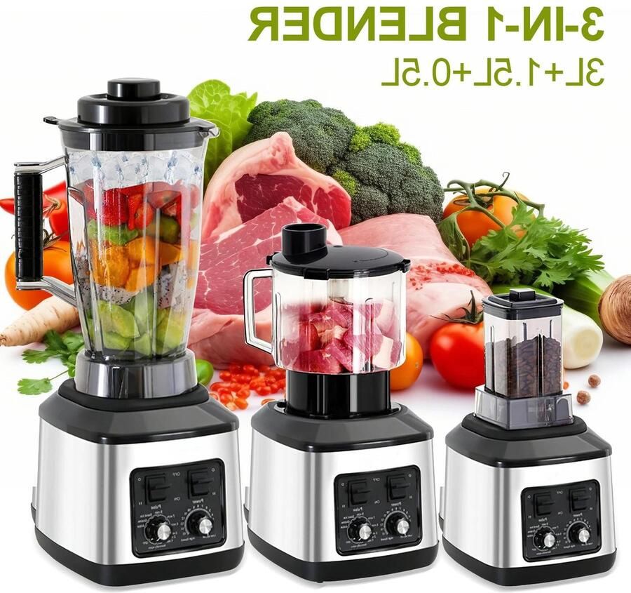 Premium Blender Voedselprocessor 3 Liter 950W Inclusief Vleesmolen Sapcentrifuge Multifunctionele Keukenmachine Rood Zwart Geschikt voor Thuisgebruik