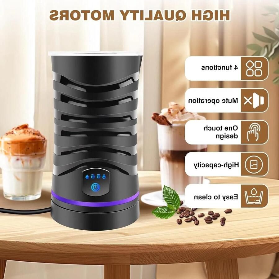 Premium Elektrische melkopschuimer Automatische uitschakeling Koffieopschuimer Warme en koude melkopschuimer Melkverwarmer 600 ml Zwart