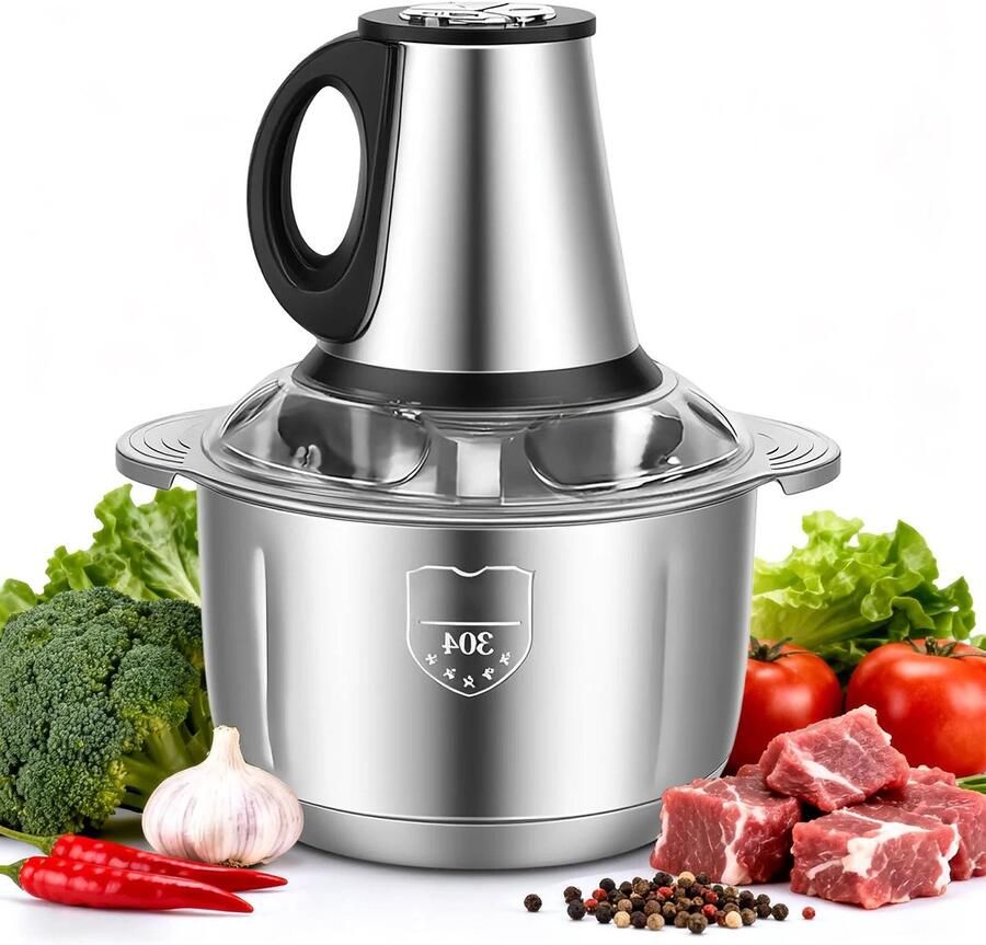 Premium Elektrische Vleesmolen RVS 3-Snelheden Hakselaar 5-Messen Snelle & Gelijkmatige Hakken Gemakkelijk te Reinigen Geschikt voor Keuken RVS 5 Liter 500 Watt