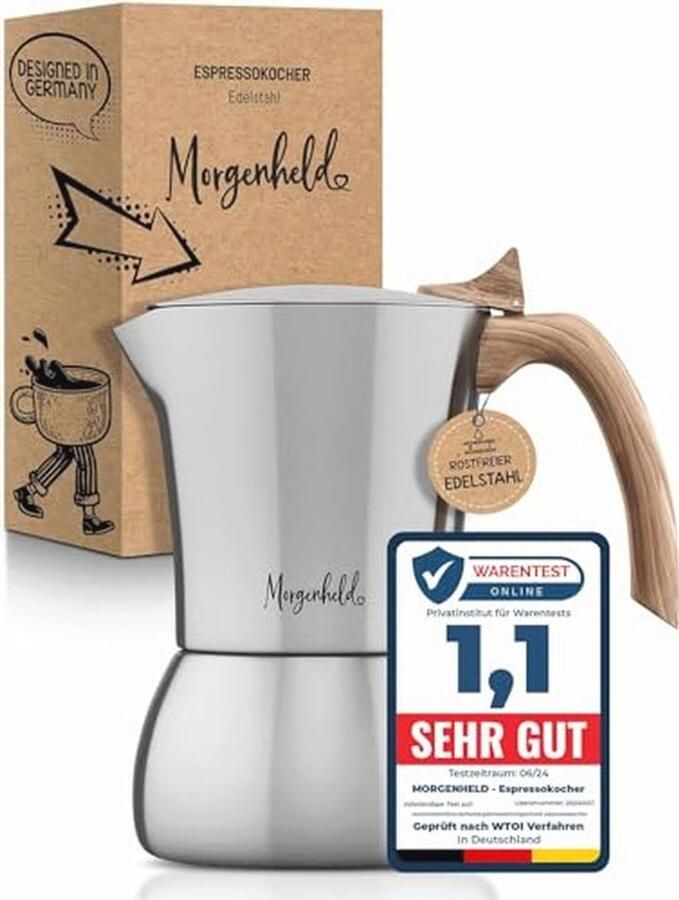 Premium espressomachine voor 4 kopjes 200 ml roestvrij staal mokkakan espressokan geschikt voor alle warmtebronnen en vaatwasmachinebestendig