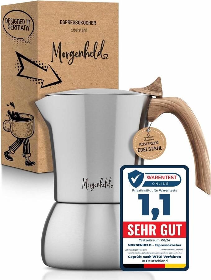 Premium espressomachine voor 4 kopjes 200 ml roestvrij staal mokkakan espressokan geschikt voor alle warmtebronnen en vaatwasmachinebestendig