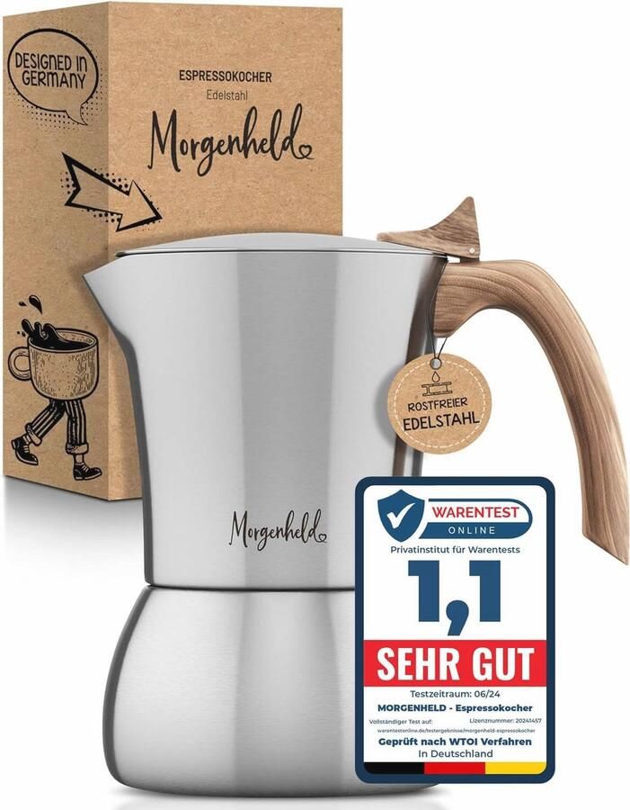 Premium espressomachine voor 6 kopjes 300 ml roestvrij staal geschikt voor alle warmtebronnen vaatwasmachinebestendig