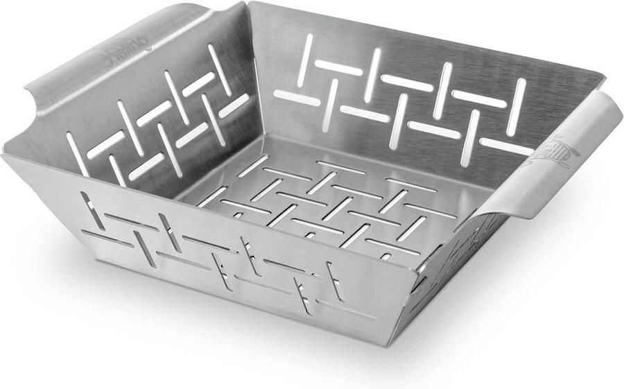 Premium Grillmand Grillschaal Groentemand Barbecue Koken Roestvrij Staal 18 x 25 x 12 cm Zilver