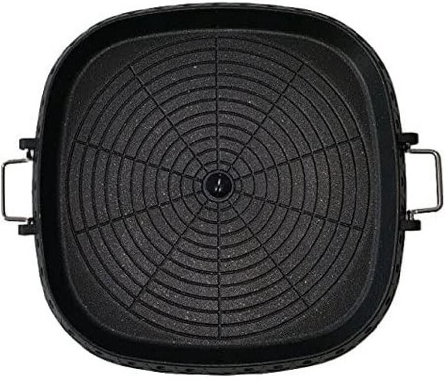 Premium Grillopzetstuk Zwart 32 cm Aluminium Grillplaat met Anti-aanbaklaag Voor Gaskoker en Camping