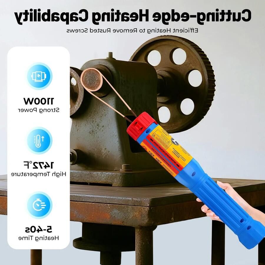 Premium Inductie Verwarmingsset Draagbaar Vlamloos Schroefverwijdering Magnetisch Geschikt voor Maten Draagbare Inductie Verwarmingsset met Koffer 1420 W