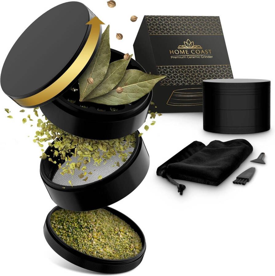 Premium keramische grinder 4-delig 63mm Nano keramische kruidenmolen met accessoires voor onderweg
