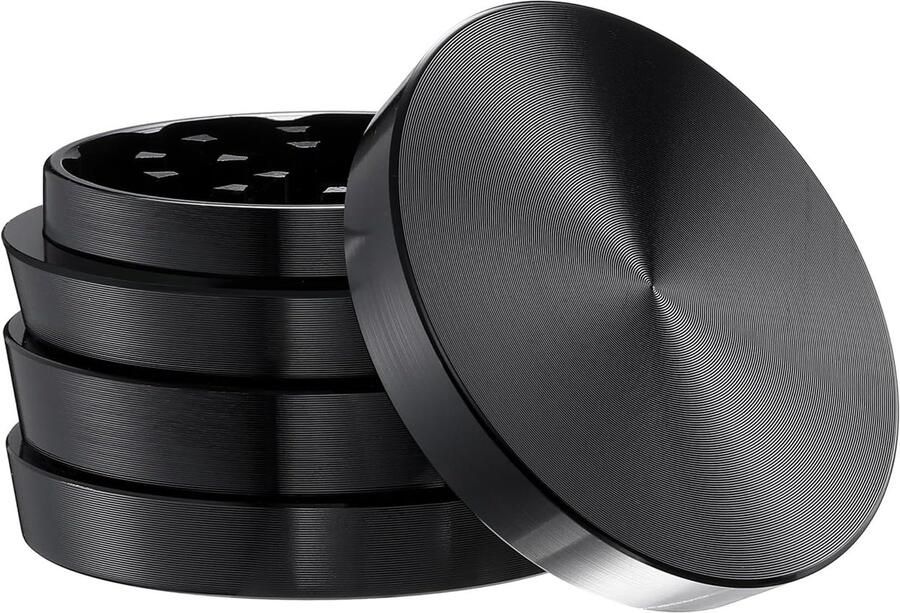 Premium molen onbreekbaar CNC aluminium metaal slijper 4 delen Ø 55 mm (zwart)