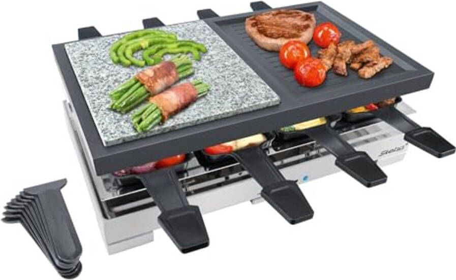 Premium Multi Raclette voor 8 Personen met Pannetjeshouder en Grillplaat