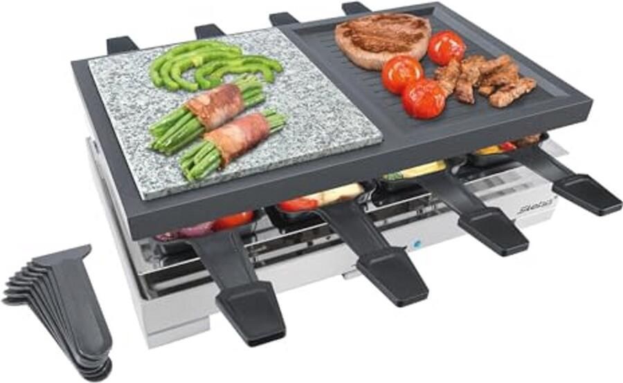 Premium Multi Raclette voor 8 Personen met Pannetjeshouder en Grillplaat