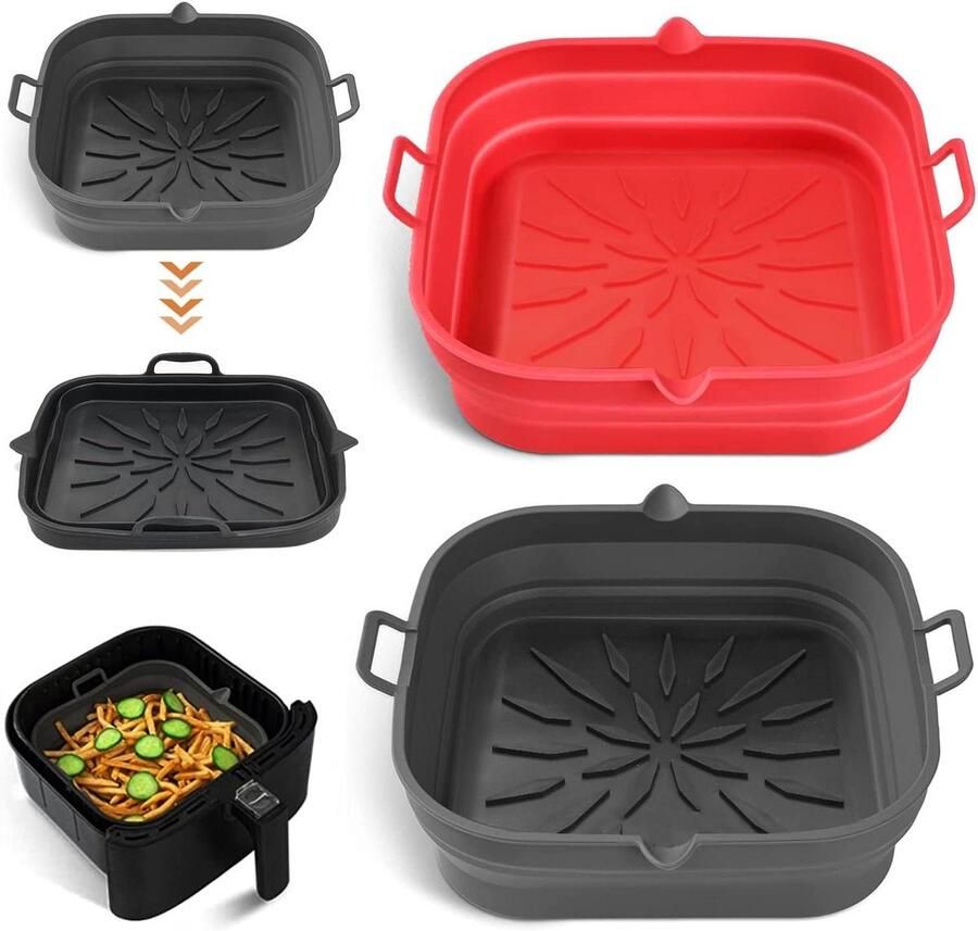 Premium Opvouwbare Siliconen Heteluchtfriteuse Liners Vierkante Pot Mat Mand Herbruikbare Accessoires