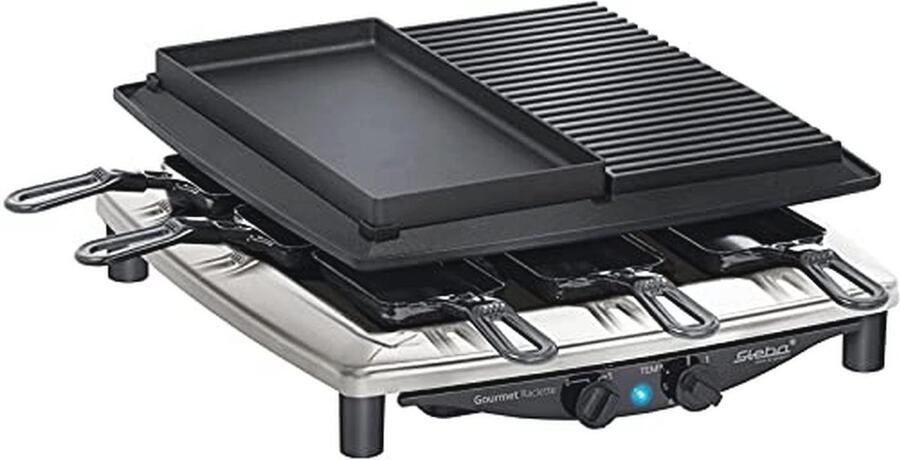 Premium Raclette Grill met Natuurlijke Steen en Gietijzeren Pan
