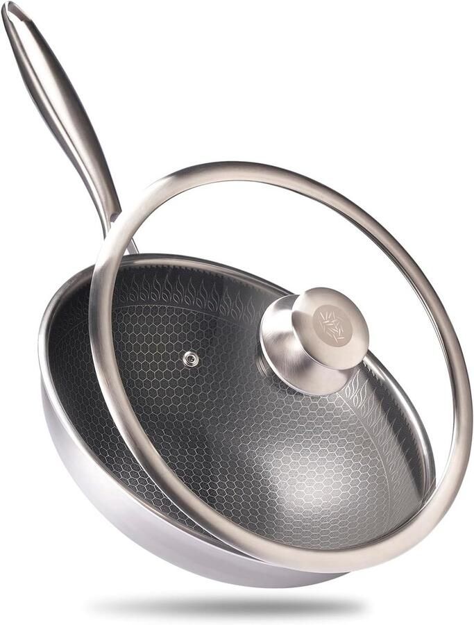 Premium Roestvrijstalen Wok 28 cm Geschikt voor Alle Kookplaten Antiaanbak Ovenbestendig