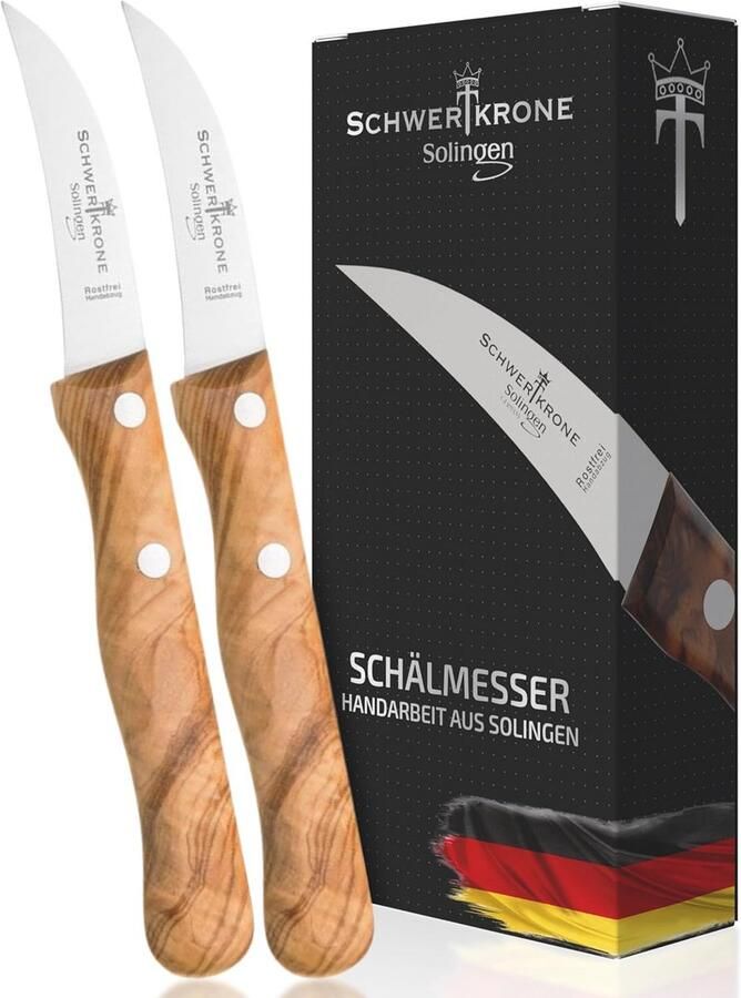 Premium Set van 2 Curved Schil- en Snijknives Perfect voor Groente en Fruit