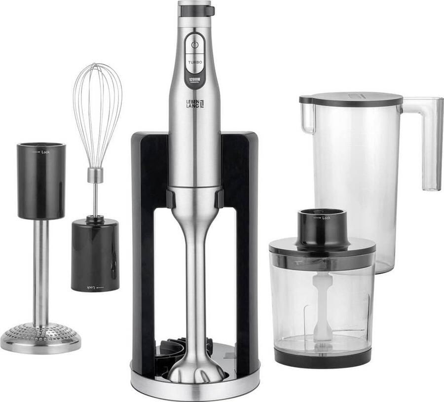 Premium Staafmixerset Roestvrij Staal 1200 Watt 5 Accessoires Voor Keukengebruik