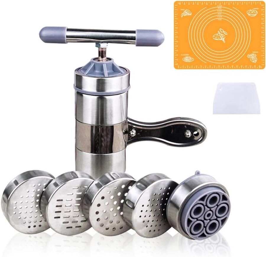 Press Machine Pasta 5 St Steel Roestvrij Pasta Maker Noddle Juicer Druk Making Machine Keuken Gereedschap Draagbare Handbediende Perfecte Spaghetti of Fettuccine #2