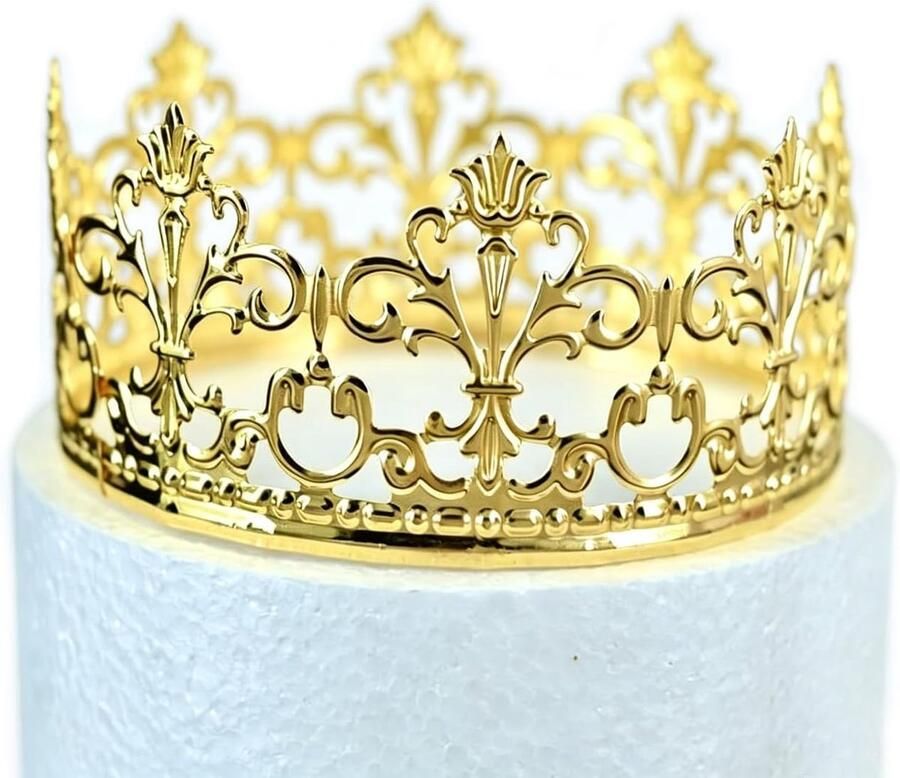 Prinses Crown Cake Decoratie voor Jongens en Meisjes Cake Decoraties voor Bruiloften (Goud 1)