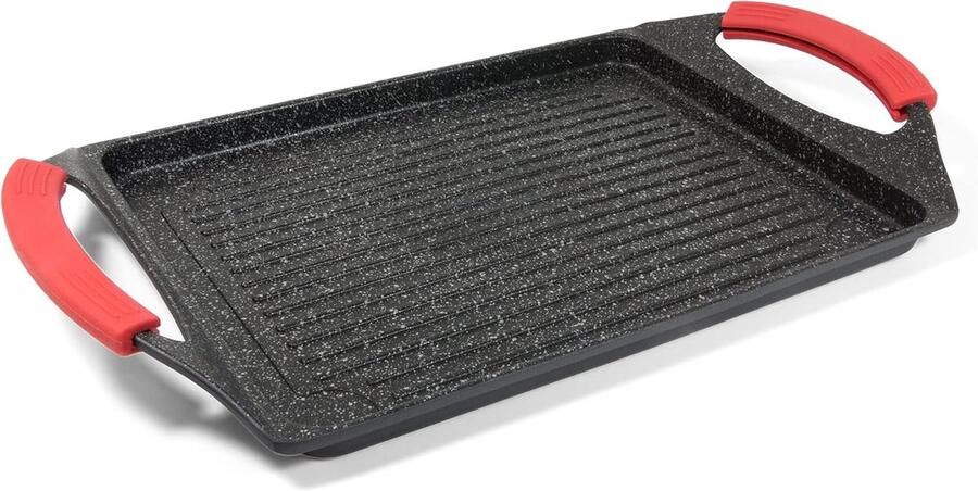 Pro Grillrooster rechthoekig voor alle warmtebronnen inclusief inductie kookzone 26 x 20 cm aluminium zwart 35 x 22 cm
