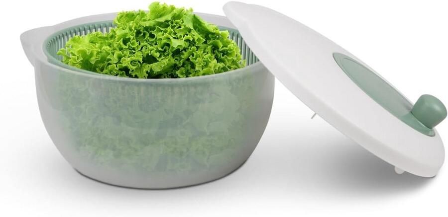 Pro Home Saladecentrifuge (4 liter diameter 25 cm) BPA-vrij 3-in-1 centrifuge zeef en slakom 3D-zwengel centrifugeren zonder inspanning sladroger