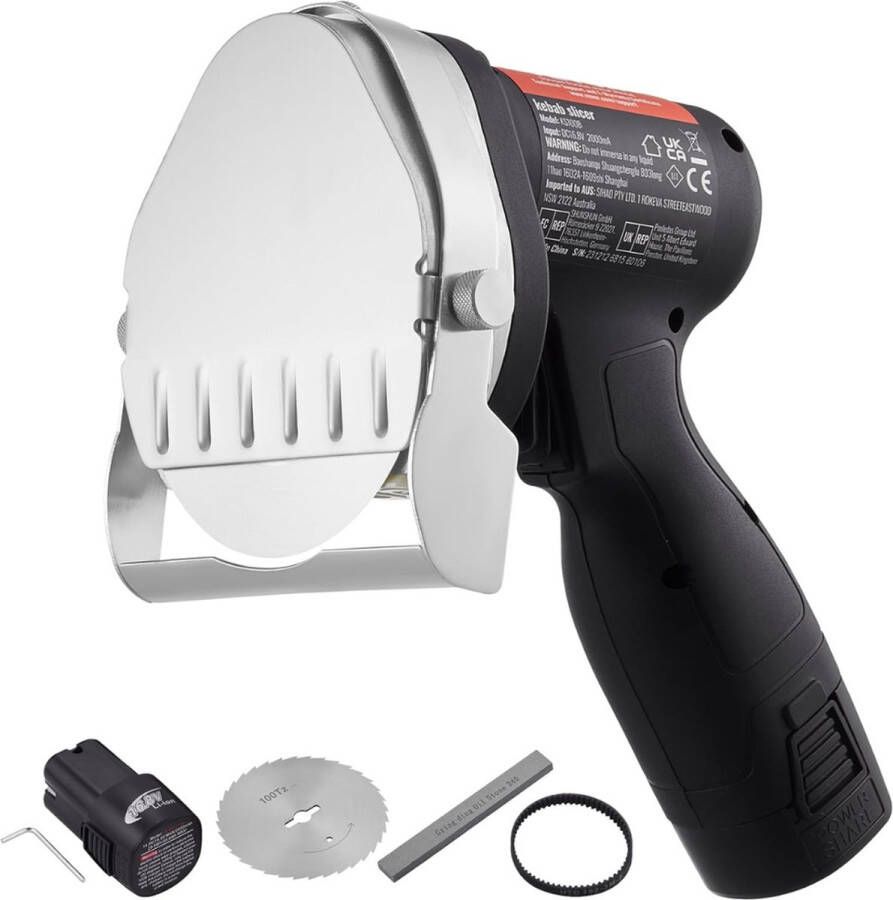 Professioneel Kebab Mes – Draadloze Kebab Maker – Doner Mes – 0-8mm Instelbaar – Gemakkelijk schoon te maken – Zwart