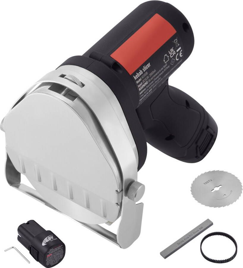 Professioneel Turks Grillmes 21 x 13 x 20 cm 80 W Motor Roestvrij Stalen 2 Messen 0 8 mm Instelbare Dikte Verwijderbaar