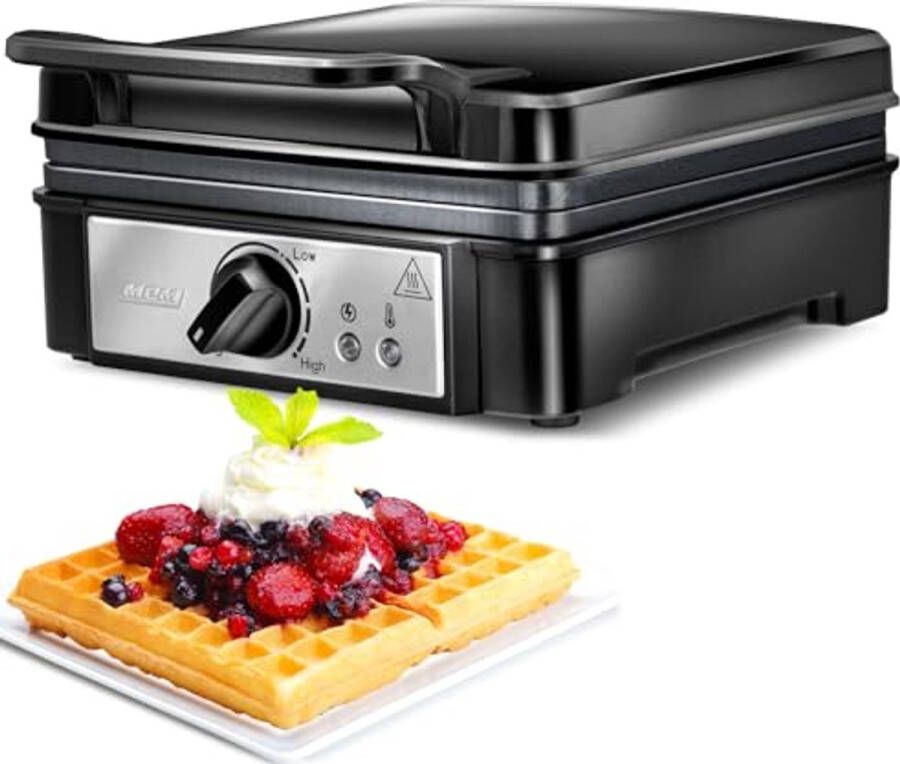 Professioneel Wafelijzer voor 2 Dicke Belgische Wafels met Temperatuurregeling