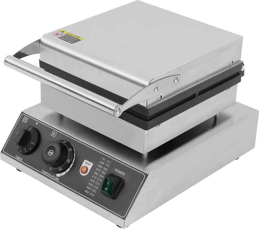 Professioneel Wafelijzer Wafelmaker Apparaat Snelle Wafel ie Instelbare Tijd Temperatuur 30x36x24.5 cm Zilver Zwart