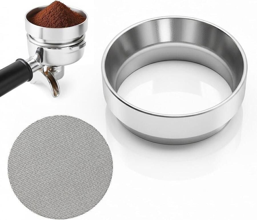 Professionele 51mm Koffie Dispensing Ring met Puck Screen en Magnetische Vulhals voor Espresso Accessoires voor Thuisgebruik Precisie en Gemak bij het Vullen van Koffiepoeder