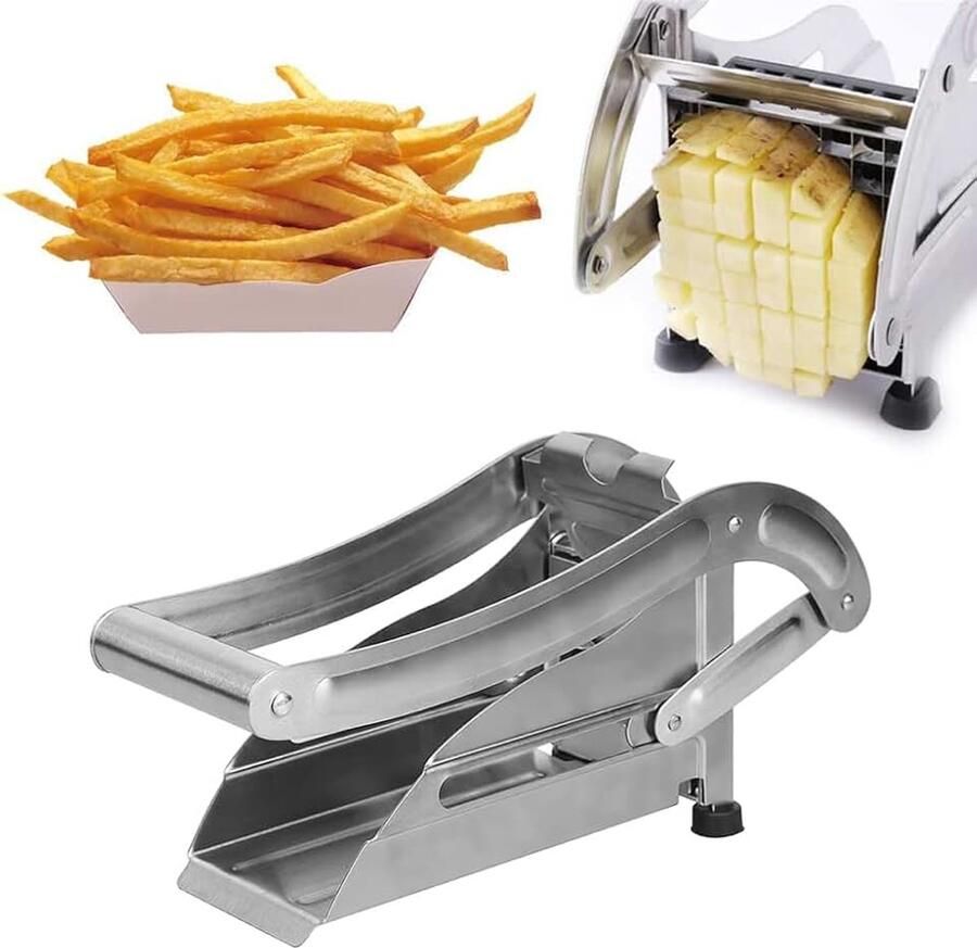 Professionele Aardappelsnijder met messen van 12mm en 9mm Fritessnijder van roestvrij staal Groentesnijden Handmatig Aardappelsnijder Antislip Pommes Frites Snijder