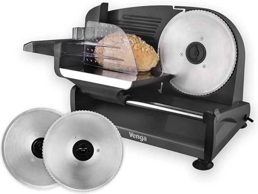 Thuys Professionele Allessnijder – Multifunctionele Snijmachine – Vlees Groeten Kaas Brood – 0-15 MM Snijdikte – Extra Veiligheid – 200W Zwart