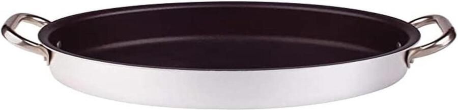 Professionele aluminium anti-aanbak ovalen vispan met 2 handgrepen Ø 34 cm