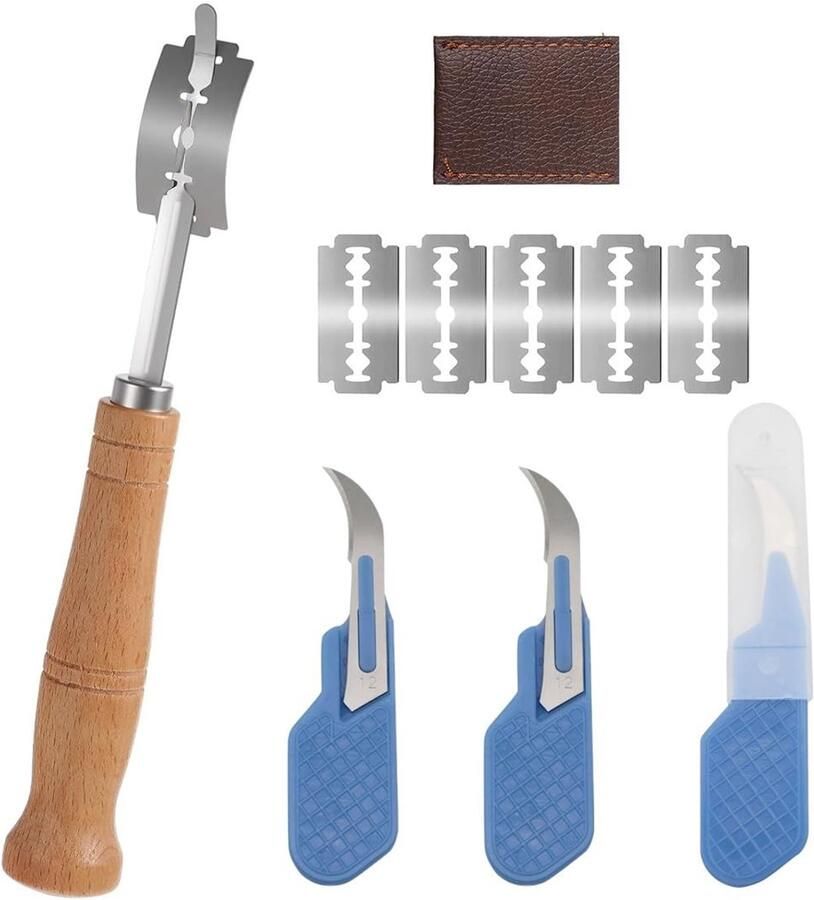 Professionele Bakkerijmessen Set met 5 Vervangbare Bladen en 3 Mini Deegsnijders - Foto 1