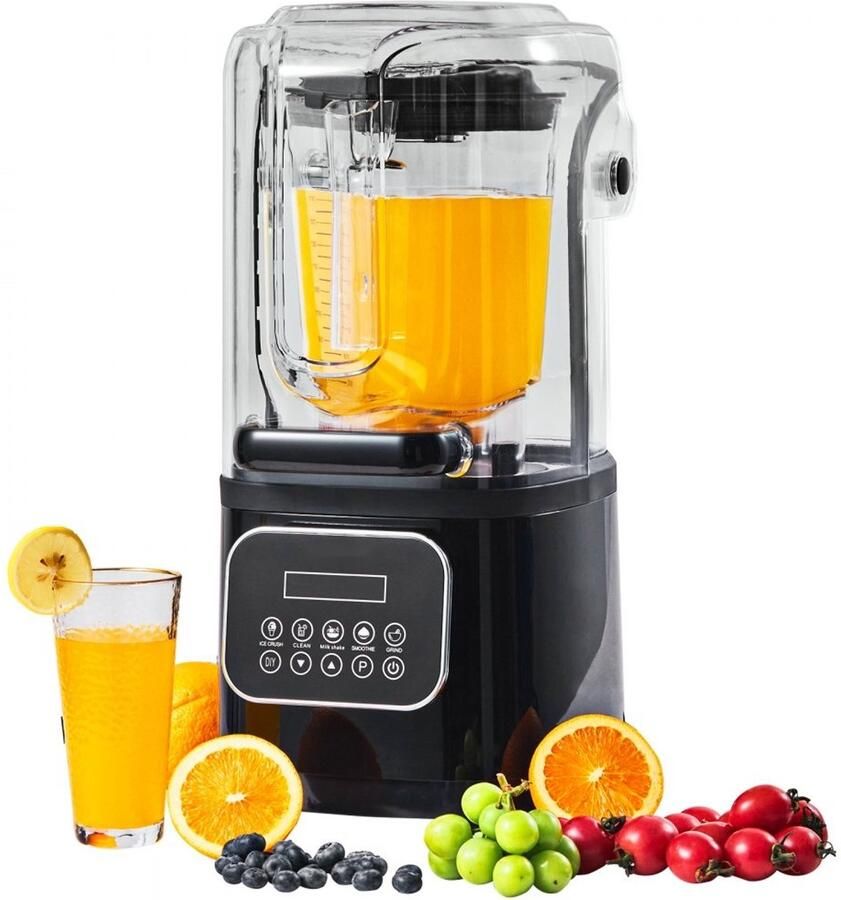 Professionele Blender Horeca Blender Capaciteit 2 L Met Beschermkap Glazen Kan 9 Snelheden & 5 Functies Voor Smoothies & Shakes Zwart