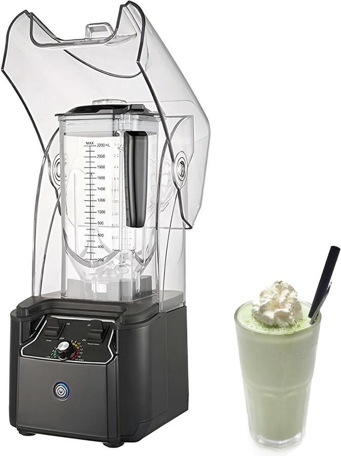 Professionele Blender Krachtige Mixer Smoothies Maken Stil Geluidsomhulsel 22 Liter Kan Zwart