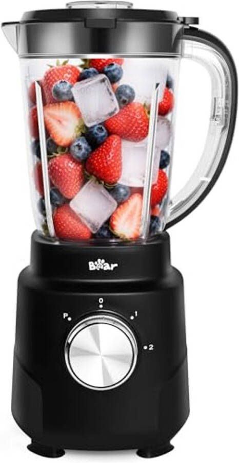 Professionele Blender voor Smoothies en Shakes met 3 Snelheden en 1500 ml Bekers
