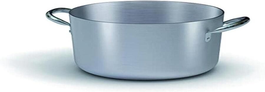Professionele braadpan Grote kookpan Langzaam garen Aluminium constructie 36 cm diameter Grijs
