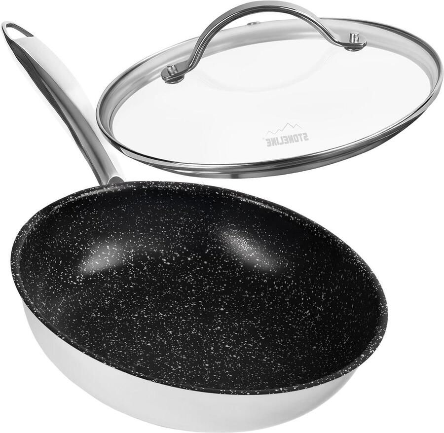 Professionele Braadpan Koekenpan Gezond Koken Antiaanbaklaag 20 cm Roestvrij staal look