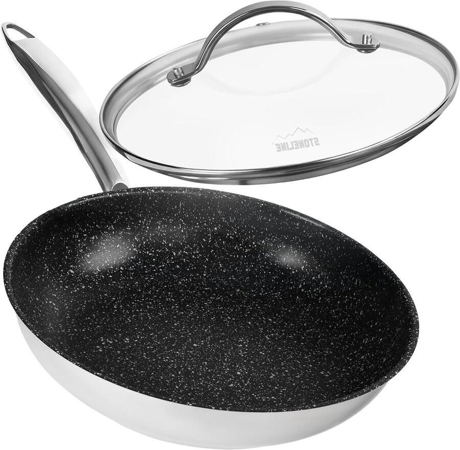 Professionele Braadpan Roestvrij staal Koken voor iedereen Echte steendeeltjes 24 cm Zilverkleurig