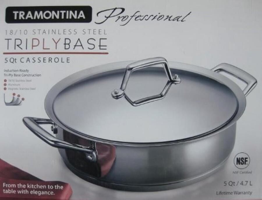 Professionele Braadpan RVS Tri-Ply Basis 5 Qt Geschikt voor alle Warmtebronnen