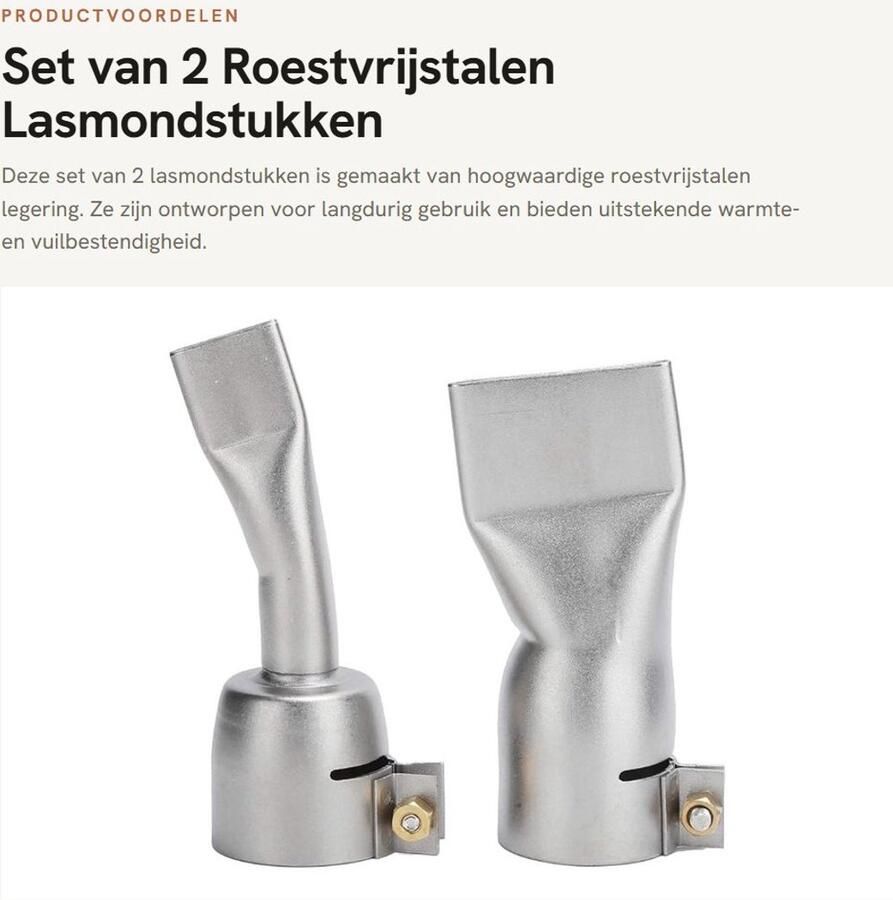 Dailygoods- Lasmondstukken Set Roestvrij Stalen Platte Lastips 20 mm 40 mm Hittebestendig Lasgereedschap Duurzaam Gebruik Lasmondstuk