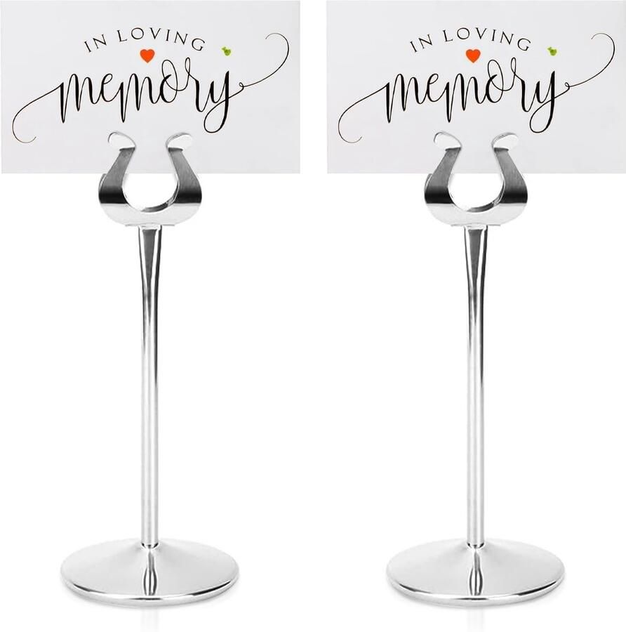 Dailygoods- Tafelnummerhouder U-vormig 2-pack Roestvrij staal Hoogwaardige Fotohouder Notitiestandaard Duurzaam voor bruiloften restaurant Nummerhouder