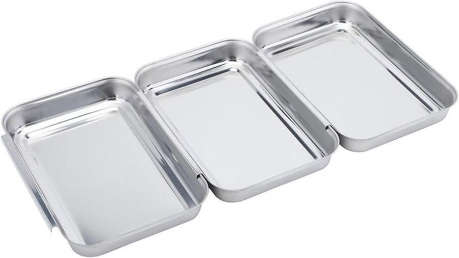 Dailygoods- Platte Borden 3-delige Set Roestvrij Staal Rechthoekig Keukenaccessoires Duurzaam en Makkelijk te Reinigen Serveerschaal